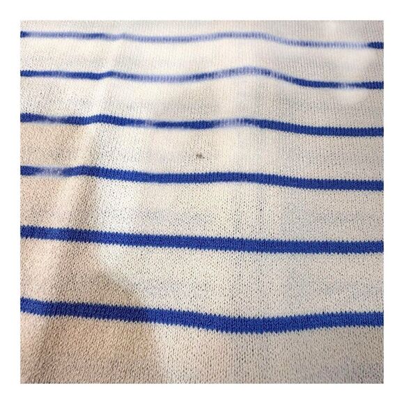 St. John Collection Blue & White Striped V Neck Button Up Cardigan Size 12 READ - Picture 6 of 9